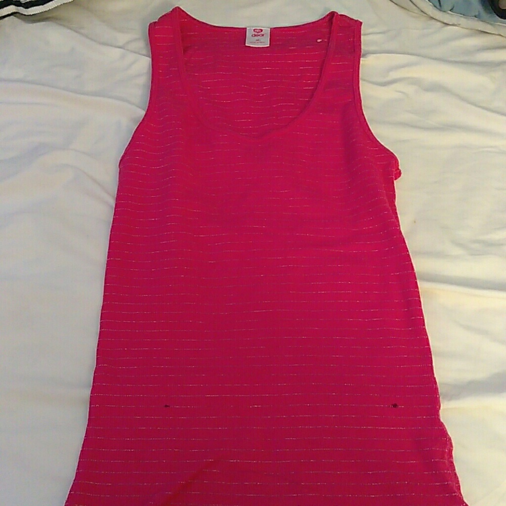 Pink and silver glitter stripes tank top